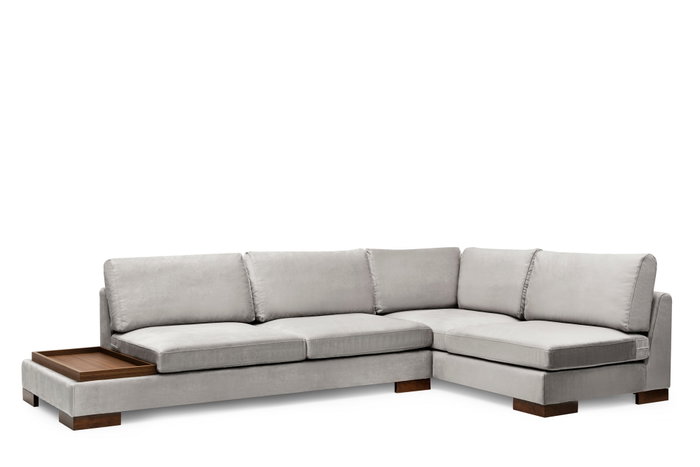 Atelier Del Sofa Tulip Corner Right con Puf - Gris claro
